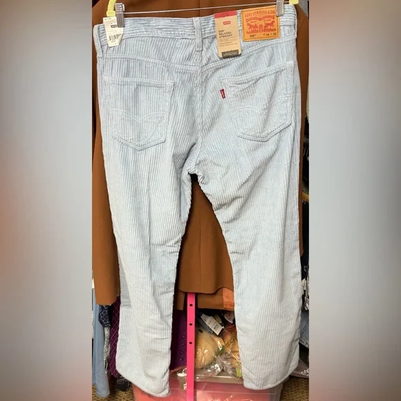 Levi’s men’s size 34W 32L heavy corduroy pants light baby blue 559 relaxed $70 - Picture 3 of 7